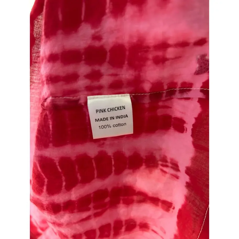 Pink Chicken New York 12Y Tie Shoulders Pink Yellow Tie Dye Dress 100% Cotton